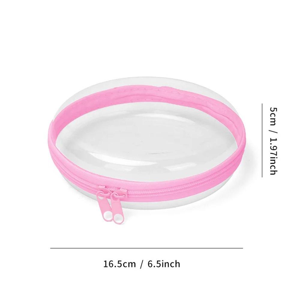 Plastic Clear Hard Shell Zipper Case Waterproof Round Storage Organizer Bins Stackable Portable Cosmetic Bag Travel Organizer