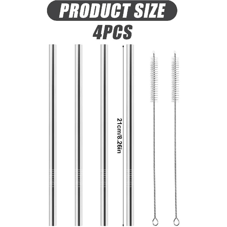 Premium Stainless Steel Straws Replacement Kit for Owala Water Bottle - 4PCS Set with 2 Cleaners, Eco-Friendly Reble Metal Straws Accessories for