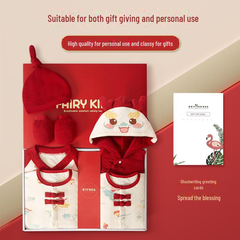 Newborn Gift Box: Spring & Autumn Baby Clothes Suit - Year of the Snake Full Moon Gift