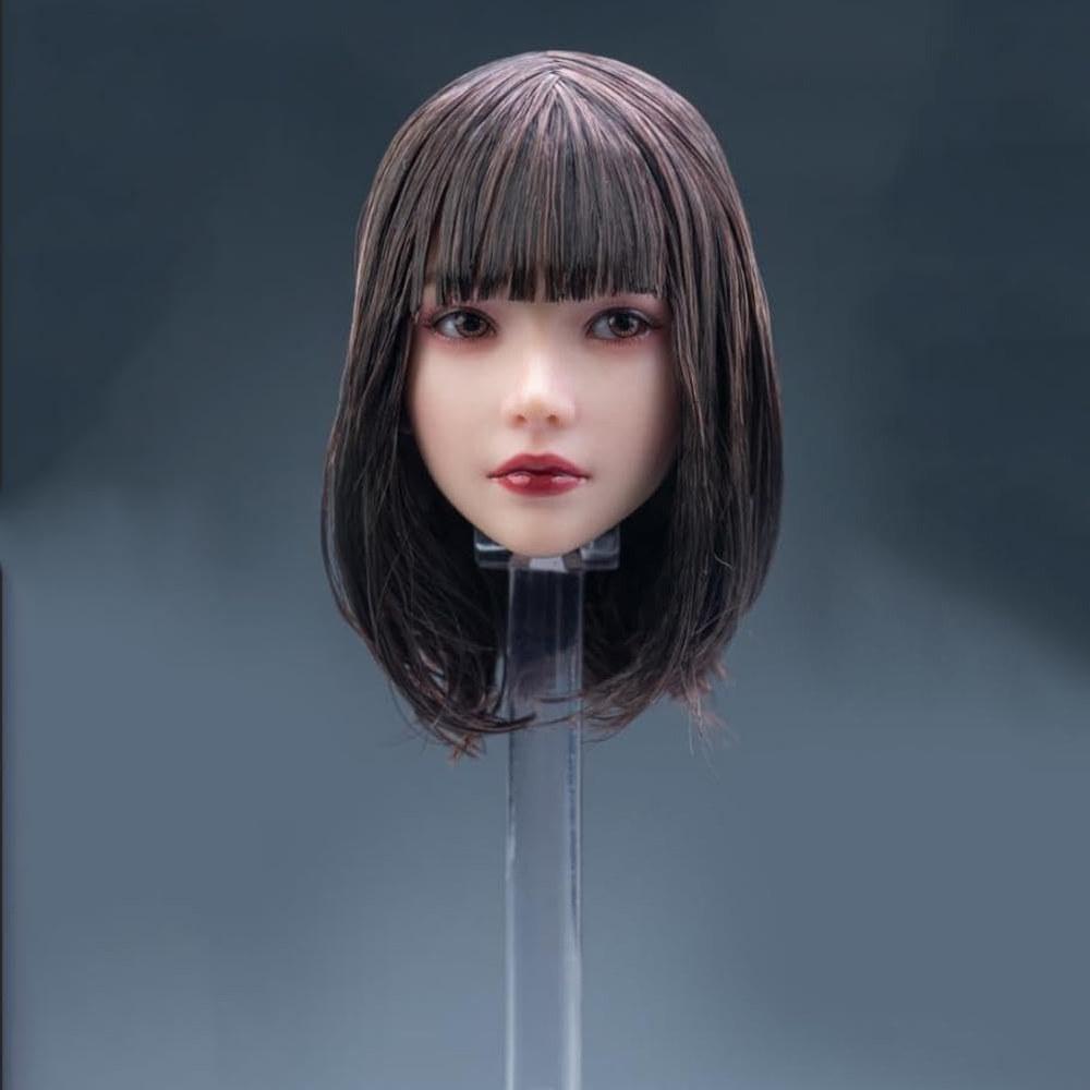Fremego 1/6 Scale Female Head Sculpt Short Hair Beauty Girl Head Carving for Action Figure Body Collection 12-inch