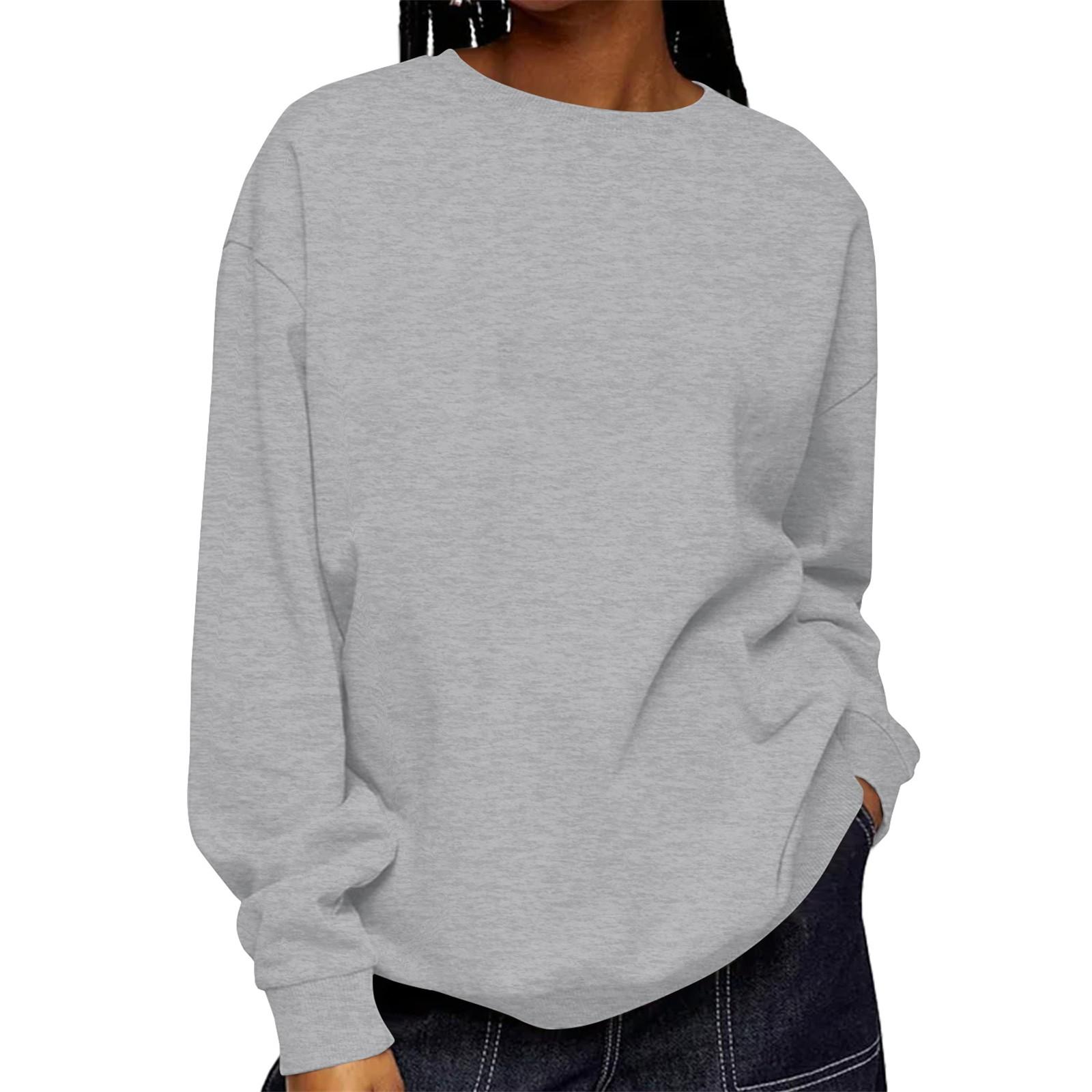 

Женская модная повседневная свободная толстовка с круглым вырезом и длинным рукавом, однотонная XXXXXL