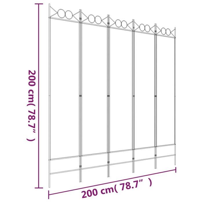 350156 vidaXL Cloison de séparation 5 panneaux Anthracite 200x200 cm Tissu