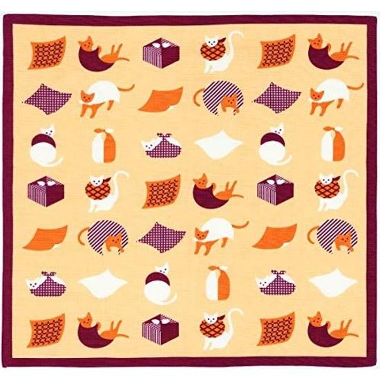 Miyamoto-Havlu Furoshiki Japonya'da Yapıldı Öğle Yemeği Bezi Pamuk Okami-san Küçük Kedi Yaklaşık 5050cm 30044