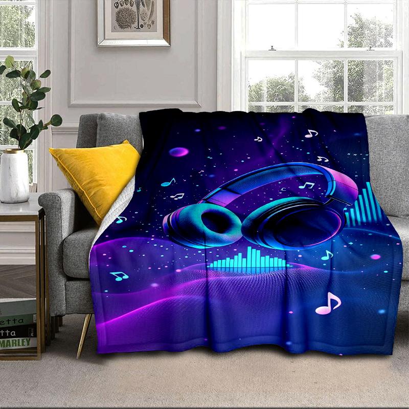 Music Waves Headphones Blanket Flannel Blanket Throw Blanket Sofa Cover Blanket Soft Premium Blanket Picnic Blanket Tv Blanket Gifts