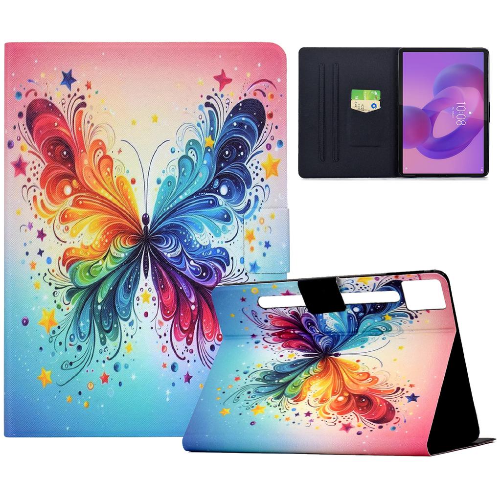 For Lenovo Idea Tab Pro/Tab P12 Pro Gen 2 Case Colorful Pattern Painting Card Slots Stand Leather Tablet Cover with Auto Sleep/Wake