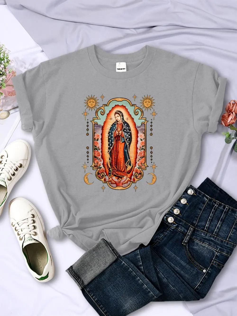 

Street TShirts Our Lady of Guadalupe Printed Tee Shirts Comfortable ONeck Short Sleeve Summer Casual FeUnisex Clothes S