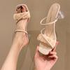 Open-toed Sandals Summer European and American Fashion Versatile New Square Head Folds One-character One-pedal Thick High-heeled Slippers