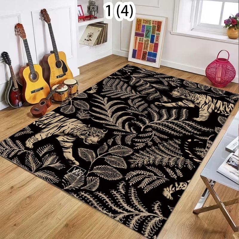

Abstract Leaf Pattern Rectangular Area Rug Black Beige Print Non-Slip Carpet for Living Room Bedroom Bohemian Home Decoration 40X60CM