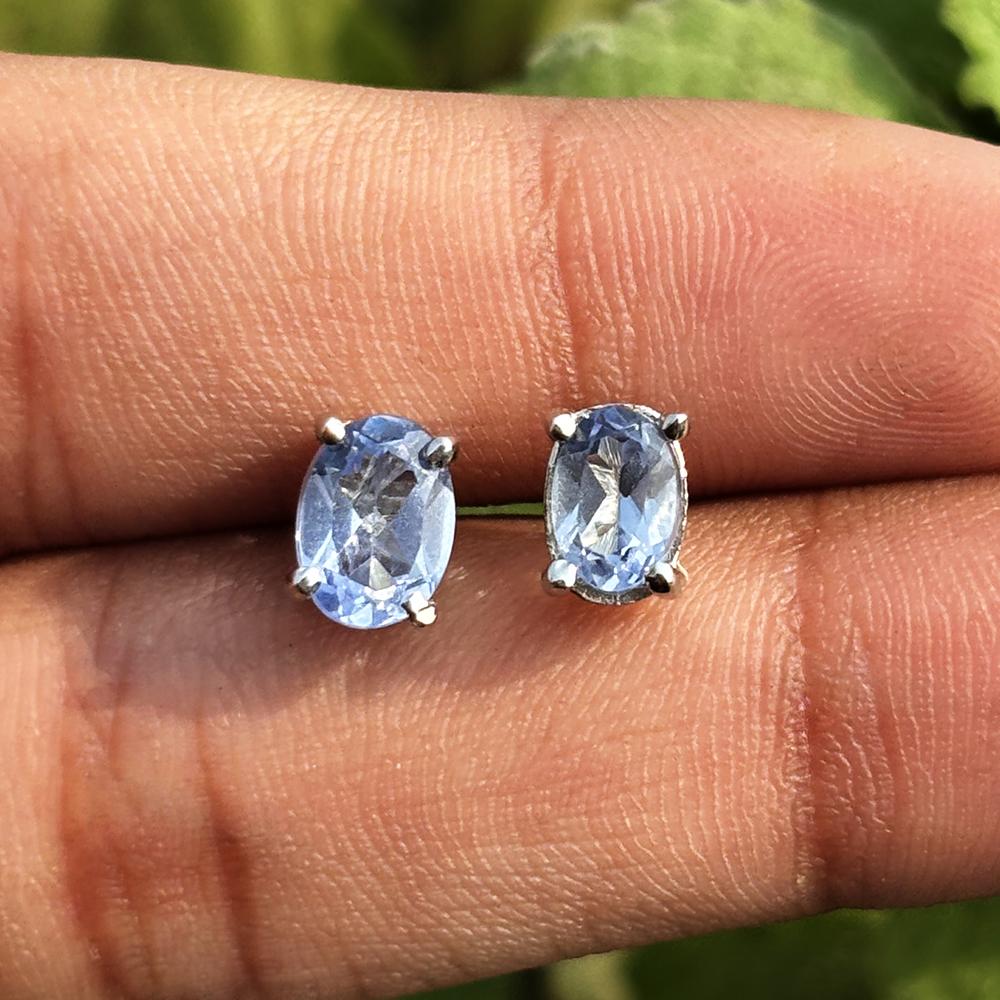 Blue Sapphire 925 Sterling Silver Earring Gemstone Natural Certified Oval Cut