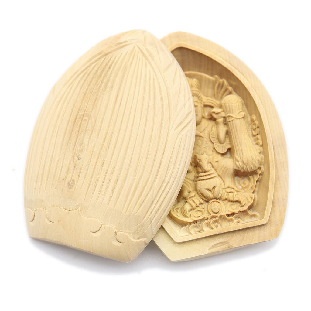 Special Buddhist Statue Inari Daimyojin Incense Holder Buddha Guardian Boxwood Wood 17607 Kurita's [Guardian Deity] Lotus-Shaped Buddha/Pocket Deity,