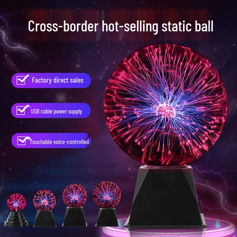 USB Sound-Activated Plasma Ball Night Light