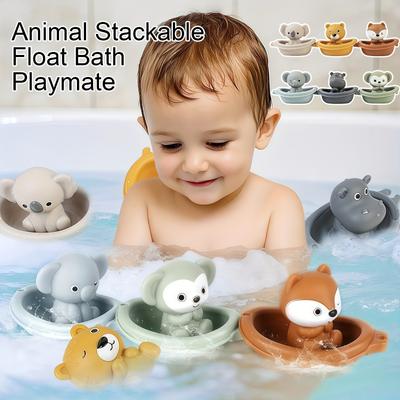12pcs, Kids' Bath Folding Toys, Fun Animal Boat Shaped, Shower Water Finger Sleeves, Suitable for Parent Child Interaction,Suitable for Bathtub, Pool