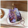 New Women's Sequin Chain Single Shoulder Crossbody Bag Large Capacity Bucket Bag Floral Handbag Handwoven Embroider Shoulder Bag