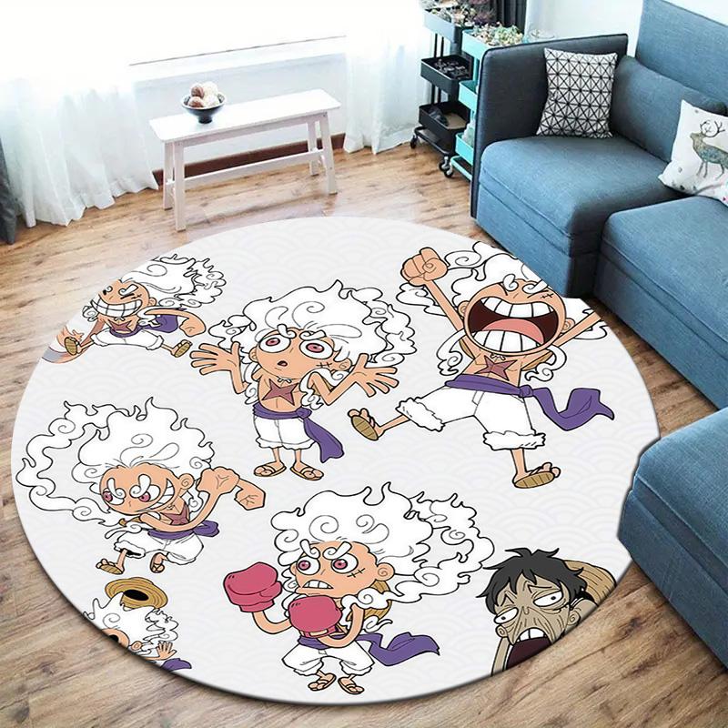 One Piece Gear Round Area Rug Carpet Rug For Living Room Bedroom Sofa Playroom Decor Nonslip Floor Mat