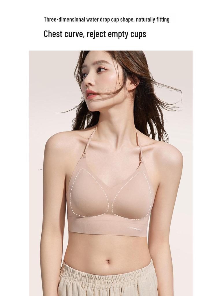 Seamless Halter Neck Thin Strap Bra for Small Bust – Sexy, Lightweight, No Steel Ring, Beautiful Back Design