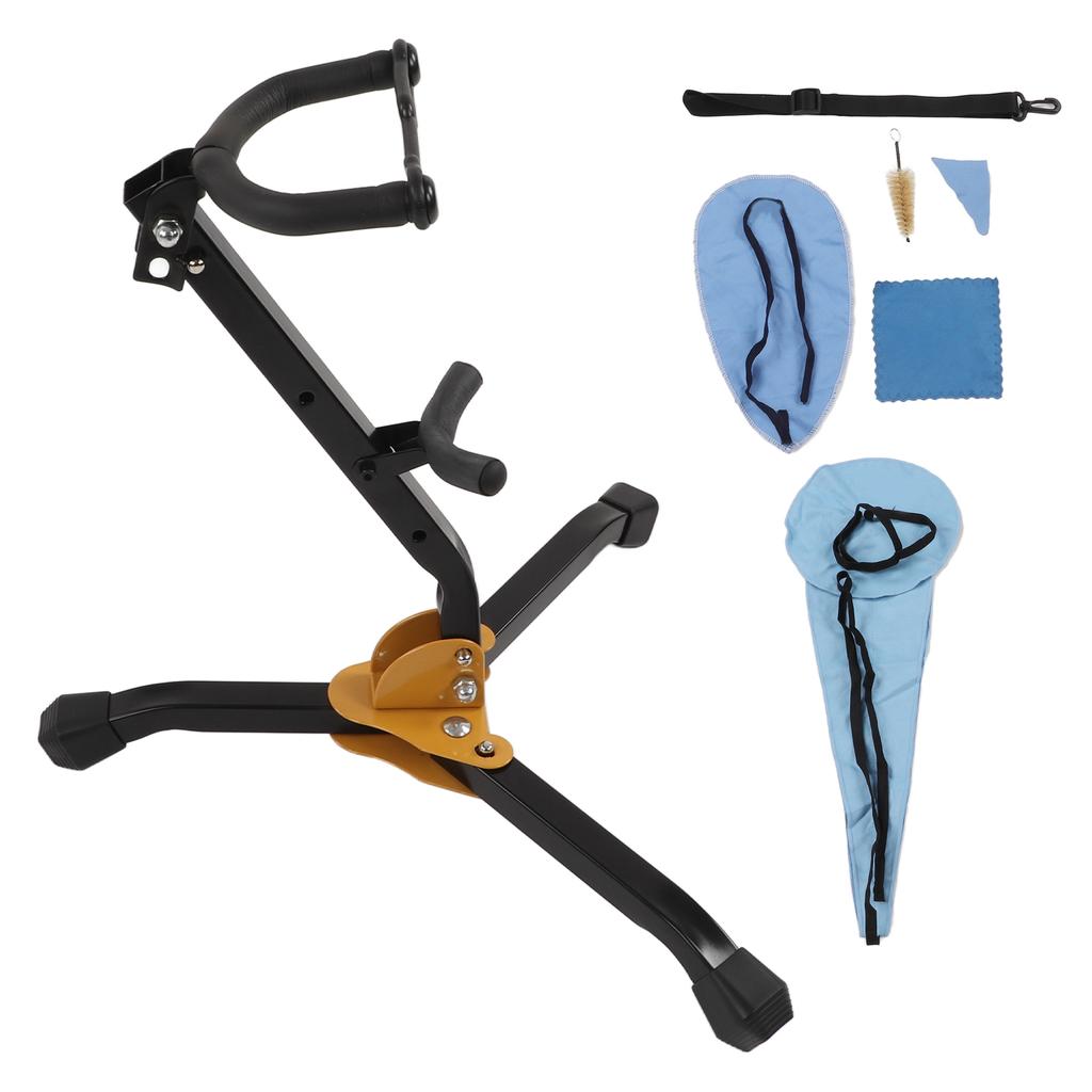 Alto Sax Stand Set Metal Holder Rack Saxophone Cleaning Kit Portable Saxophones Accessories