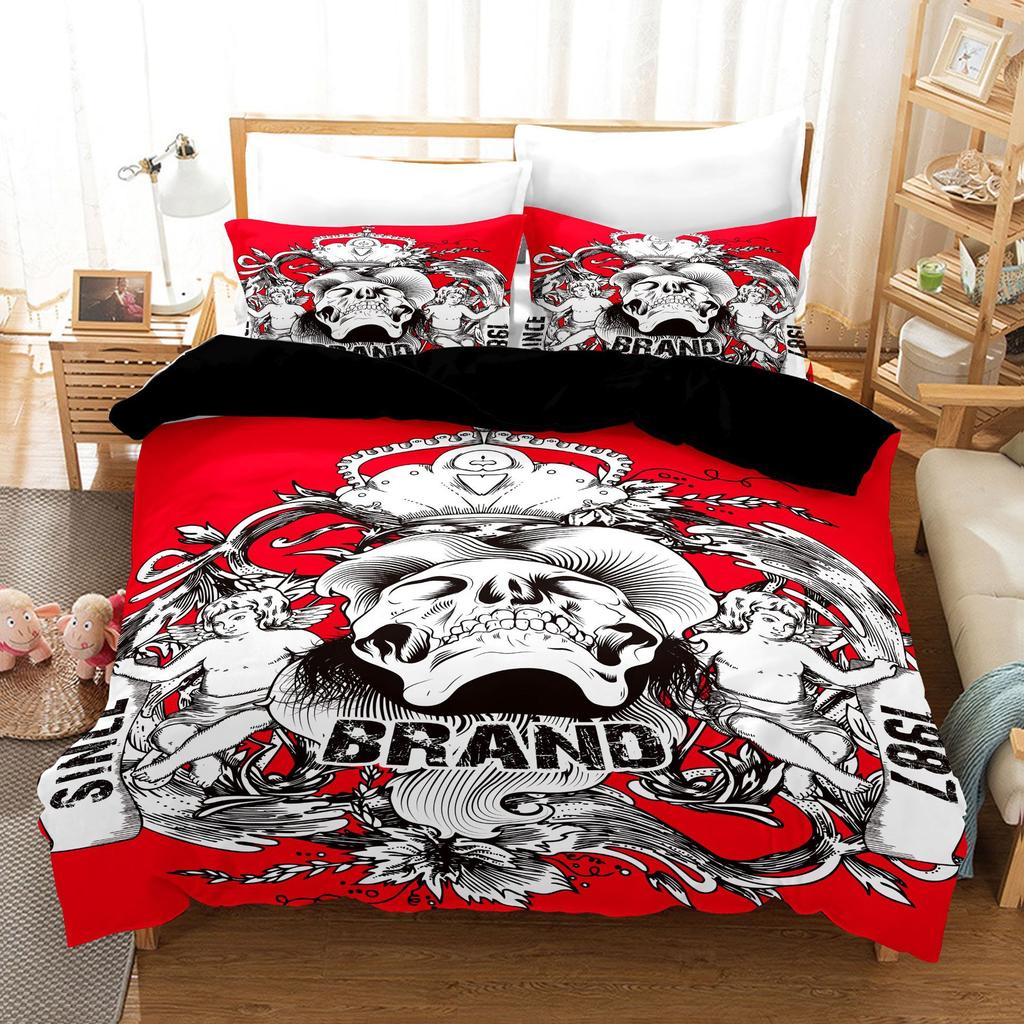 3D Digital Printing Kit Three-Piece Quilt Cover Sheet Skeleton