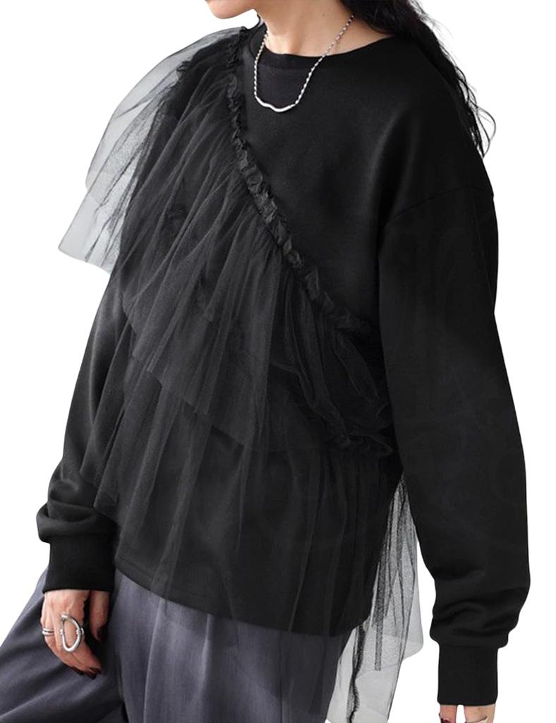 Antiqua Tulle Fleece One Size Black Women's Top, ESA-00180, 05,