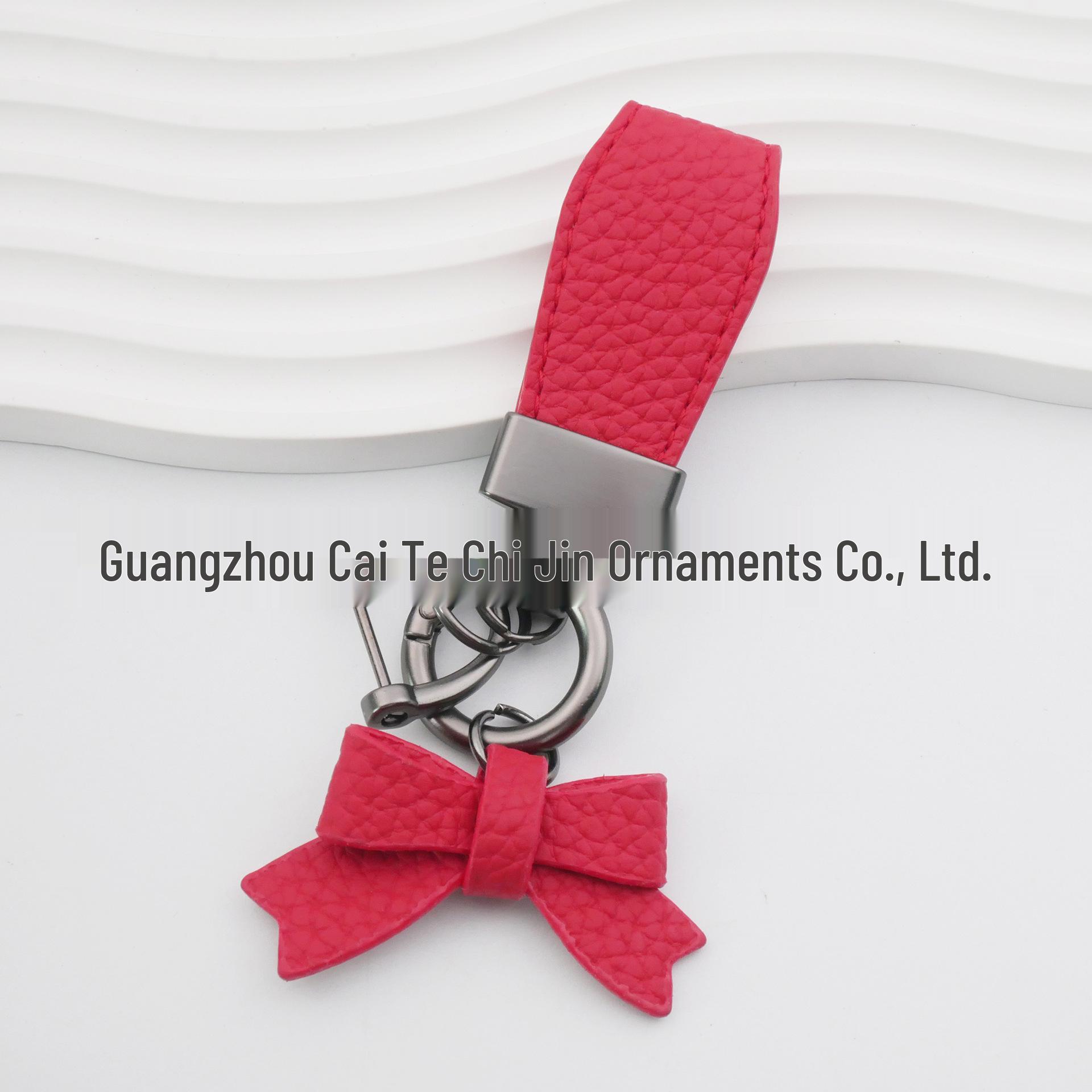 

Xiaohongshu Bestseller Macaron Car Keyring with Exquisite Bow Ornament Tax not included красный