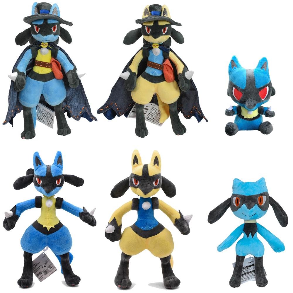 Plush Shiny Lucario Riolu Fit Cartoon Stuffed Toys Soft Doll Halloween Xmas Gifts