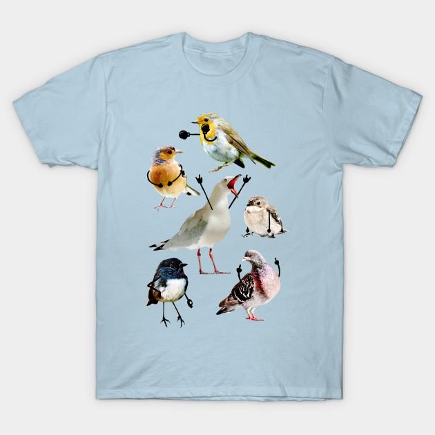 Men Black Print T-shirt Birds With Arms No-Cut Transfer Paper Print Cotton Tshirt 2XL светло-синий