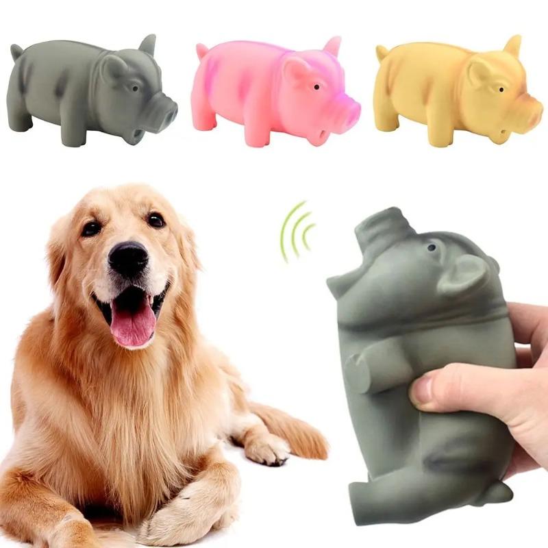 1PC Cute Rubber Sound Pig Grunting Squeak Latex Pet Chew Toys for Dog Squeaker Chew Training Puppy Supplies Pet Products