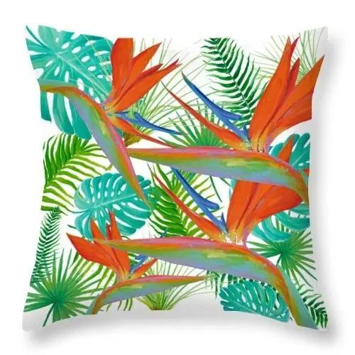 Tropical Green Plant Pillowcase Colorful Tree Pattern Creative Cushion Vitality Natural Style Sofa Decoration Pillow