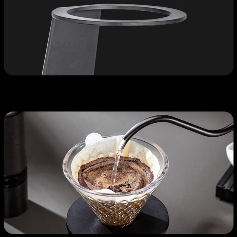 Elegant Pouring Over Coffee Maker With Clear Glass Carafe And Wooden Stand Coffee Dripper Accessories