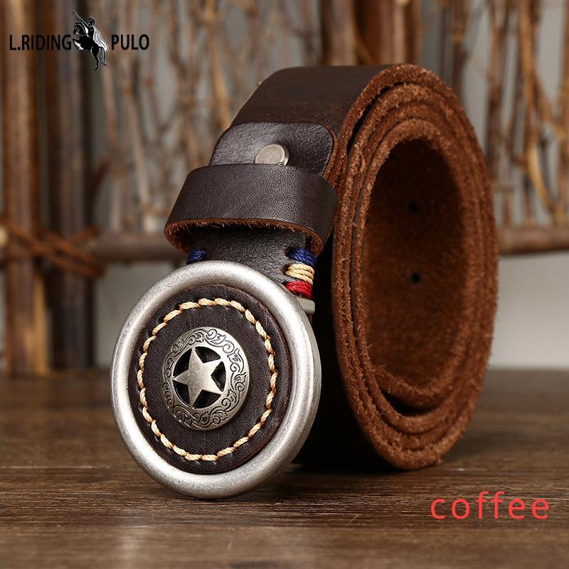 Zesílená hovězí kůže Hladká přezka Opasek Přezka z pravé kůže Korejský styl Retro Všestranné