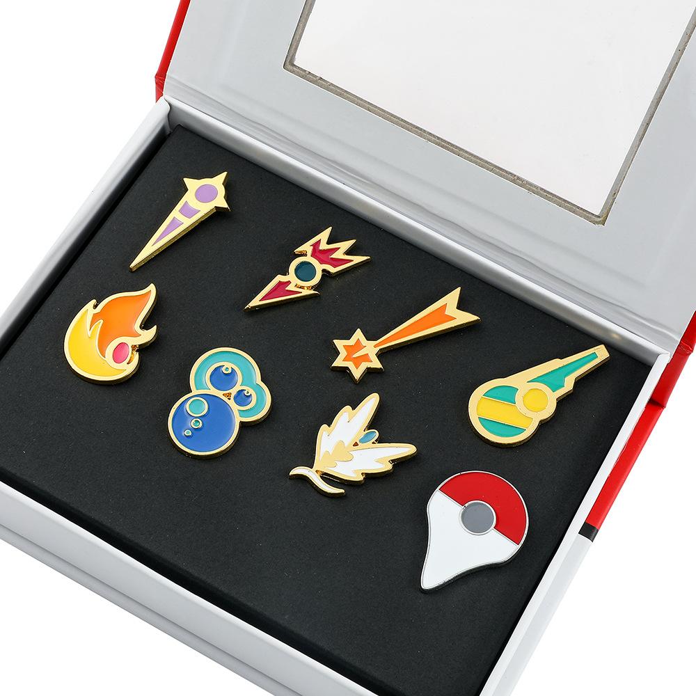 Hot Sale, Pokémon Metal Badge Pokémon Set, Exquisite Box, Gift Pin Brooch
