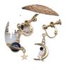 Astronaut Earrings Moon Planet Asymmetrical Earrings Femininity Personality Girl No Pierced Ear Clips