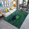Peacock Feather Pattern Area Rug Colorful Animal Bird Fur Non-slip Carpet, Living Room Bedroom Polyester Mat Home Decor Doormat