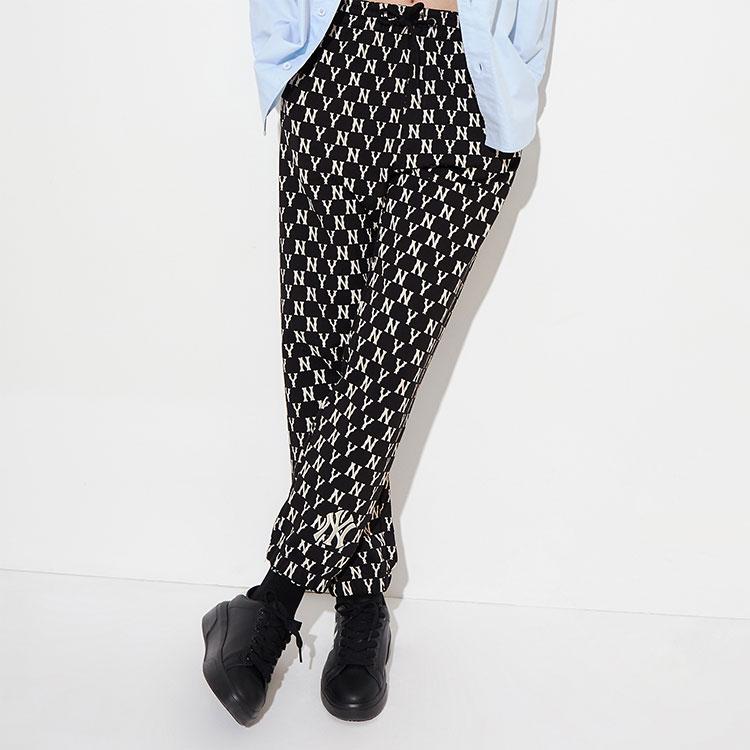 New MLB Old Flower Sports Pants Unisex Black 3ATPM0121-50BKS