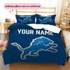Custom Name,Detroit Lions Pattern Bedding Home Decoration Birthday Gift ( 1 duvet cover + 2 pillowcase, without core),fan merchandise.