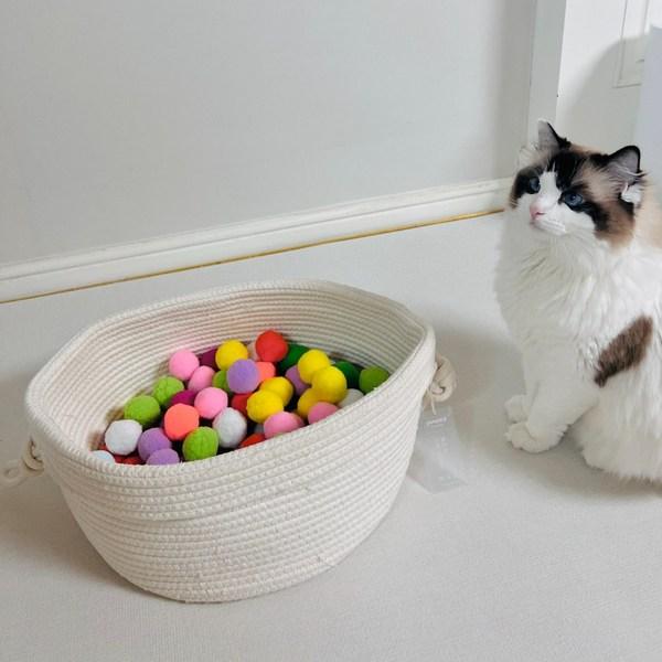 Petka hračka pro kočky vlněná kulička 100P 4cm 1 balení, náhodná barva