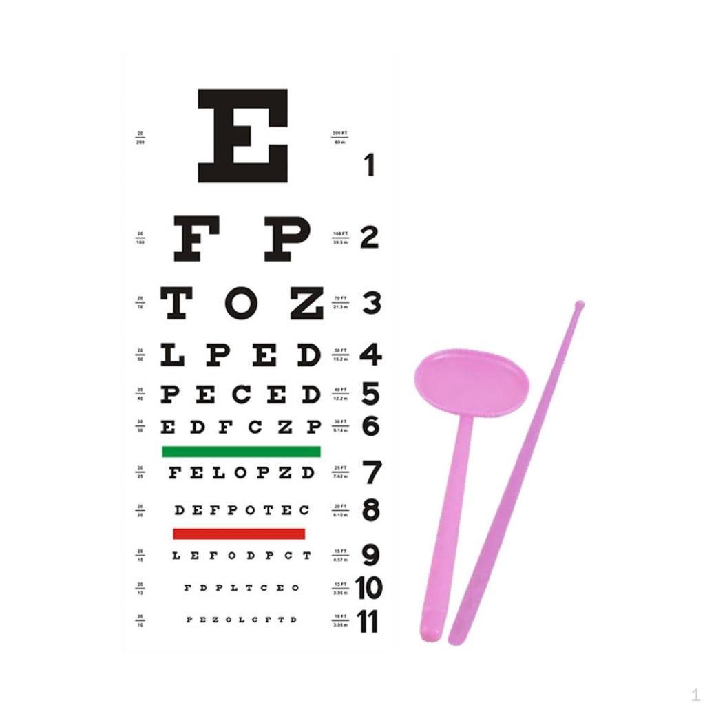 Eye Chart for Exam PVC Low Vision Easy To Clean with Occluder and Pointer Wall Home