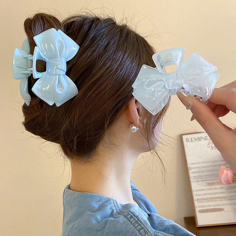 Mint Blue Bowknot Hair Claws for Women Girl Star Shaped Hairpin Big Size Shark Clamp Minimalism Sweetie Fashion Hair Accessories