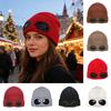 Knitting Hat Solid Color Warm Knitted Hat with Glasses Decor Elastic Windproof Winter Hat Outdoor Travel Cycling Daily Wear
