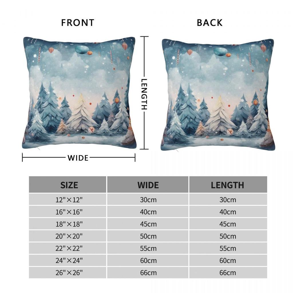 Merry Christmas Snowy Forest Pillowcase Polyester Linen Velvet Printed Zip Decor Throw Pillow Case Home Cushion Cover
