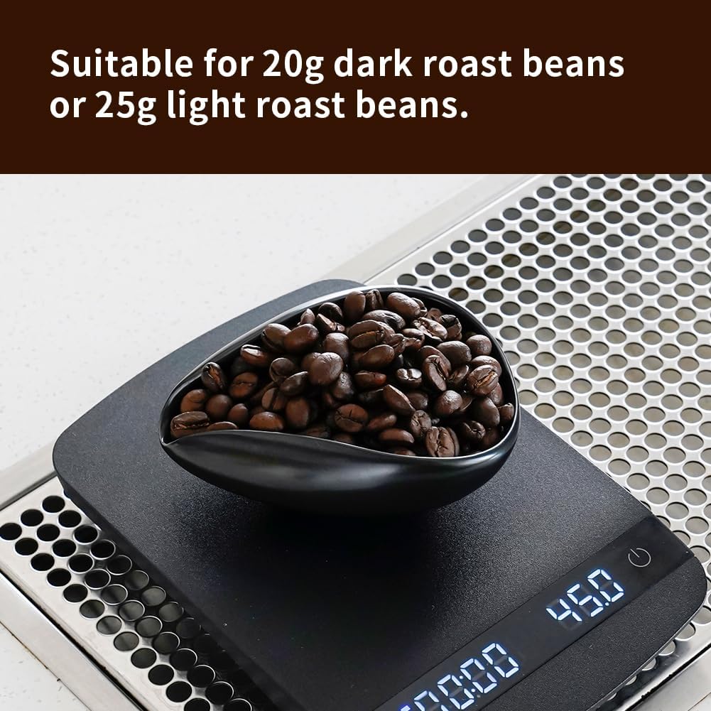 watchget Coffee Bean Cup Ceramic Coffee Bean Measuring Cup Pottery Measuring Tray Coffee Powder Receiver Black