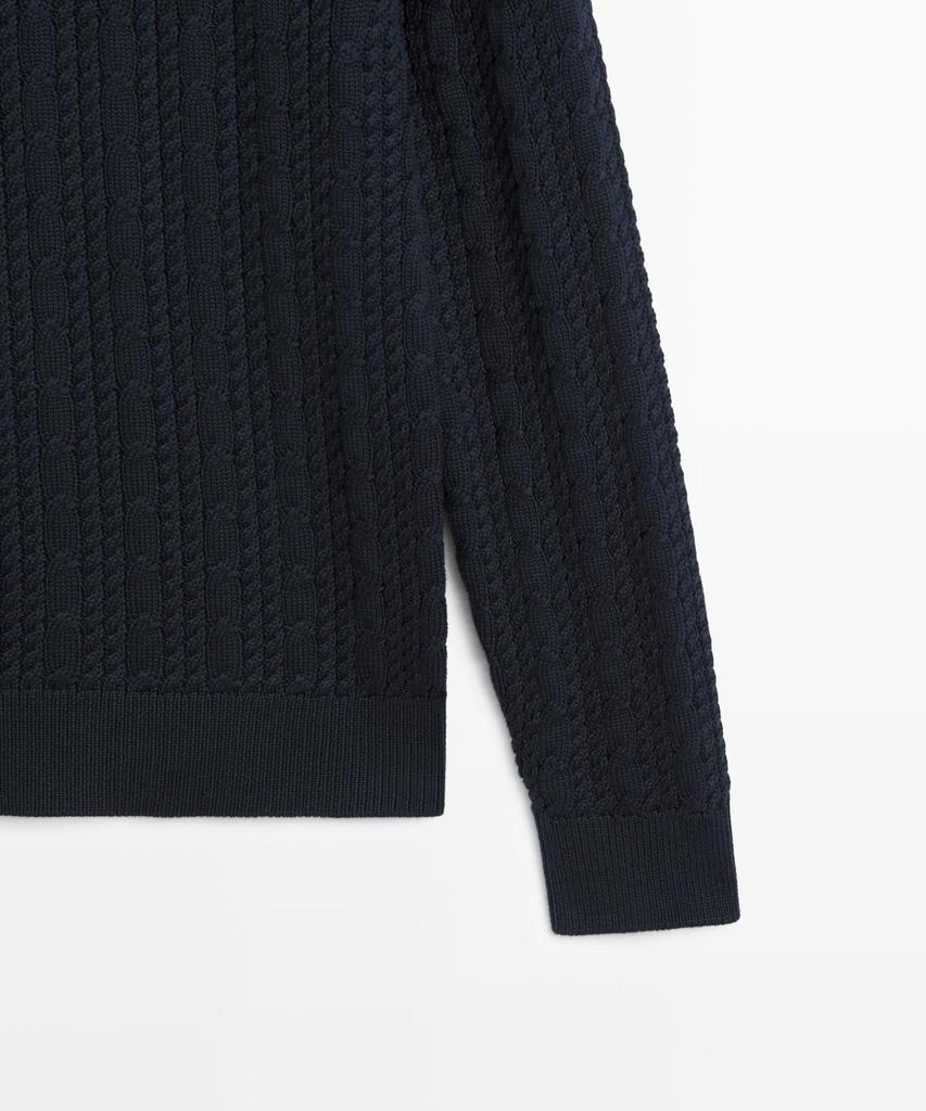 Masimodutti Crew Neck 100% Cotton Cable Knit Sweater