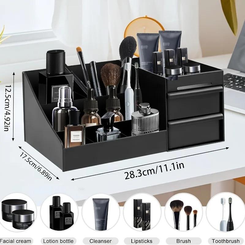 Men's Women's Perfume & Cologne Organizer with Drawers - Countertop Cosmetic Storage Box Suitable for Skincare, Toiletries.