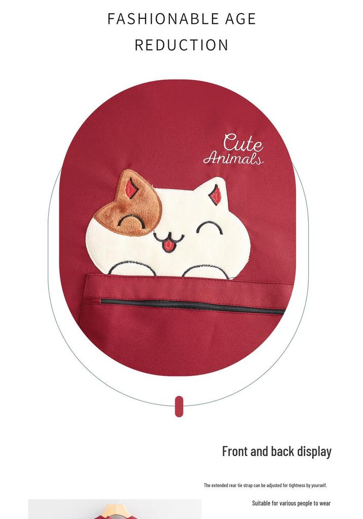 Fashionable Cartoon Waterproof Long-Sleeved Kitchen Apron for Women