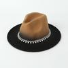Western Cowboy Hat Pearl Decoration Flat Brim Concave Top Men's and Women's Color Matching Casual Top Hat Party Jazz Hat