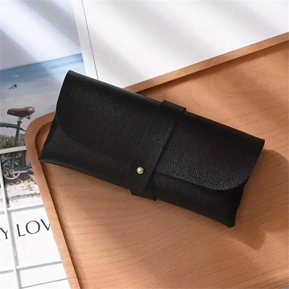 

1pcs New Fashion Soft Leather Glasses Case Portable Unisex Leather Eye Glasses Sunglasses Holder Box Protective Glasses Box Blac чёрный