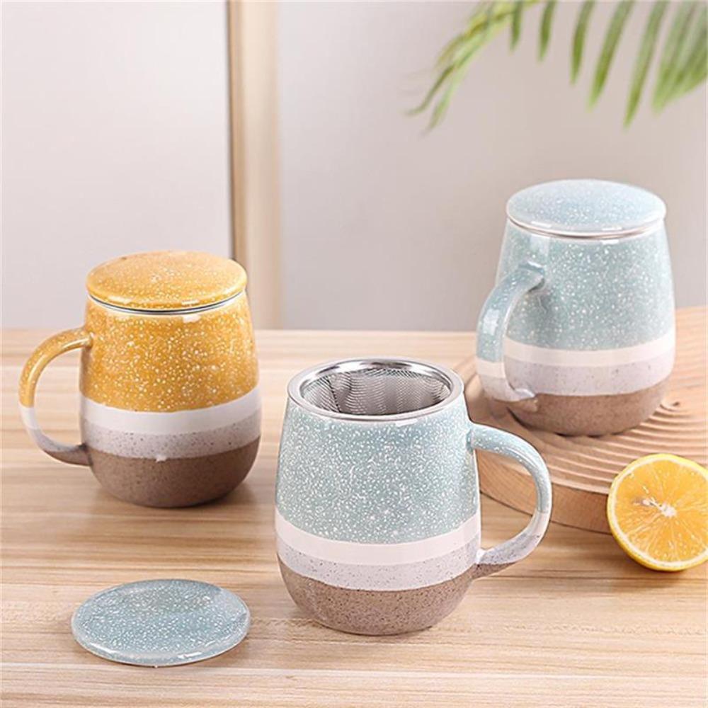 Ceramic Tea Separation Cup with Filter and Lid Milk Mug Multifunctional Water Cup  Breakfast