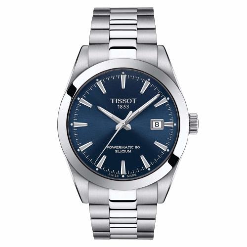 Tissot Gentleman Automatic Powermatic 80 Watch with Silicon Bracelet, T1274071104100, Men's Blue Dial