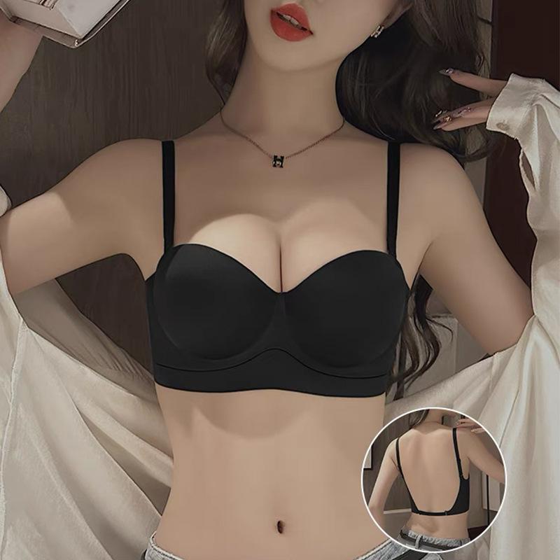 Female Summer Thin Model Without Trace Beauty Back Sexy Gather Small Bosom Prevent Drooping Collect Assistant Milk Half Cup Underwear