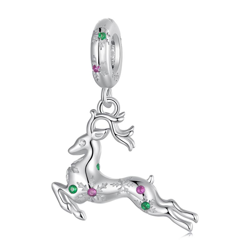 BAMOER Solidne Srebro Próby 925 Koralik Charms z Serii Świątecznej Pasujący do Oryginalnej Bransoletki DIY Bamoer Charms do Tworzenia Biżuterii Prezent Świąteczny