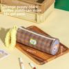 Cute Plush Handbag Stripe Cylindrical Pencil Case With Color Block Pattern For School Supplies